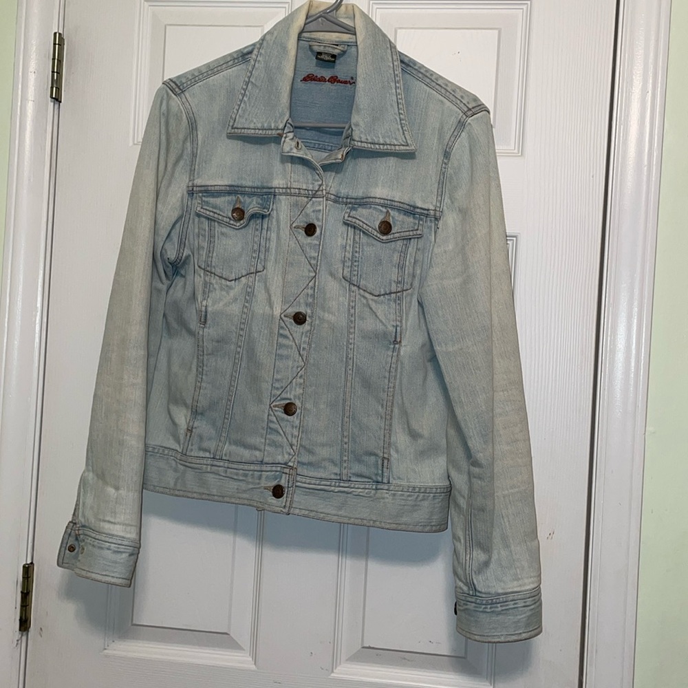 Vintage Eddie Bauer Jean Jacket Light Blue Washed Denim Women’s Size M